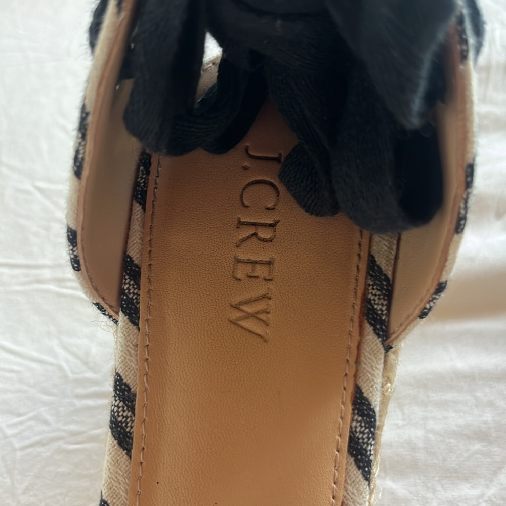 J. Crew Espadrille Wedges With Ankle Wrap In Stripe Shoes Women’s Size 8.5 - Picture 8 of 8